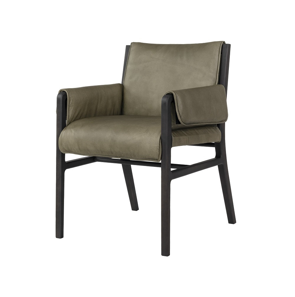 Moderner Stuhl mit Lederarmlehne und Holzrahmen | Modell CELIO