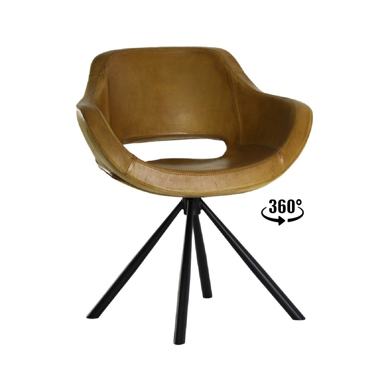 Brauner Drehstuhl aus Büffelleder | Modell TREPIED