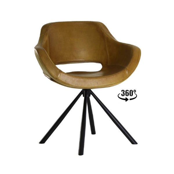 Brauner Drehstuhl aus Büffelleder | Modell TREPIED