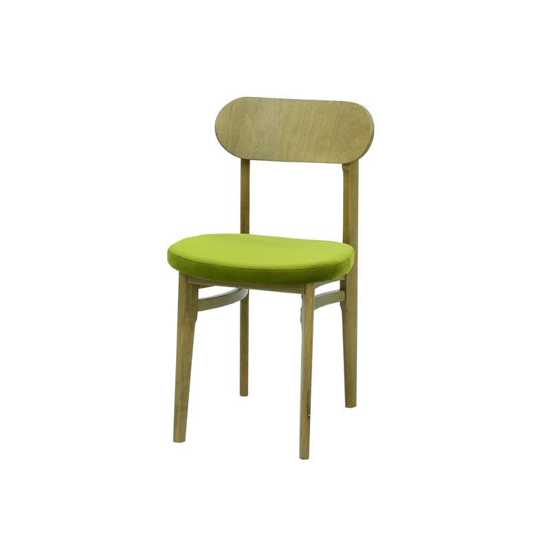 Designer chair made of fabric or leather with wooden legs | Model CLEO