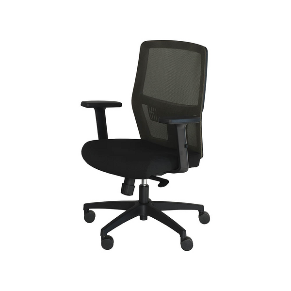 Bürostuhl aus  Stoff- oder Ledersitz mit Mesh-Rückenlehne und Plastikgestell | Modell Offnet LL