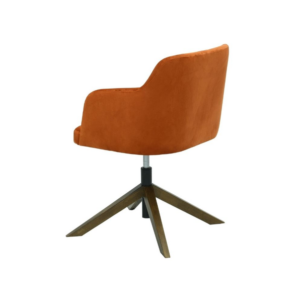 Orangefarbener Wohnzimmerstuhl mit Holzbeinen aus Stoff oder Leder | Modell ROBI