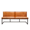 Sitzbank mit außengestellter Nähte Cognac Farbe Stahl Leder/  Büffelleder Esszimmerbank mit Stahlrahmen | Modell FLEET SHANGHAI
